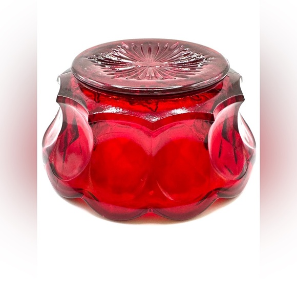 Fenton Red Glass Bowl with Grape Design - Picture 4 of 8